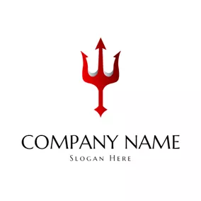 Dreizack Logo Abstract Red Trident Symbol logo design