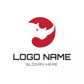 Rhino Logo Abstract Rhino Head and Circle logo design