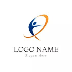 Abstract Logo Abstract Ribbon and Gymnastics Athlete logo design