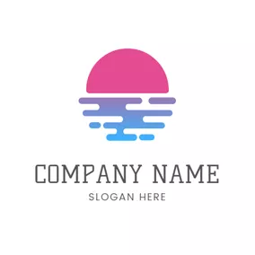 Sunrise Logo Abstract River and Sunrise logo design