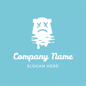 Polar Bear Logo Abstract Sad Character Design logo design