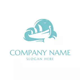 Sea Logo Abstract Sea Bird Wave and Ark logo design