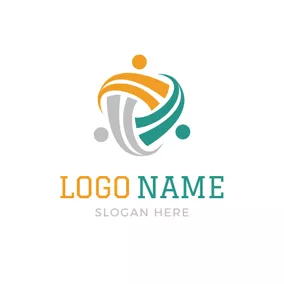 家族のロゴ Abstract Shape and Family logo design