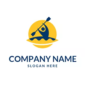Kayak Logo Abstract Sportsman and Kayak logo design