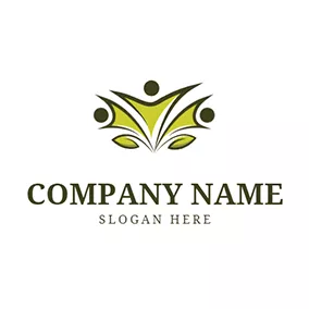 Student Logo Abstract Student and Green Leaf logo design