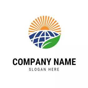 Science & Technology Logo Abstract Sun and Leaf logo design