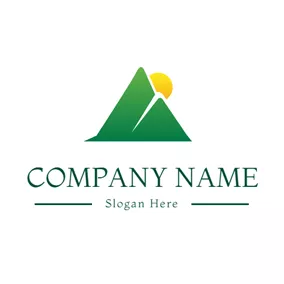 Emblem Logo Abstract Sun and Mountain logo design