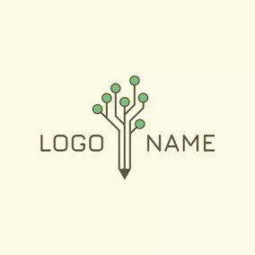 Art - Abstract Tree  & Pen logo design