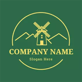 Windmill Logo Abstract Windmill and Hillside logo design