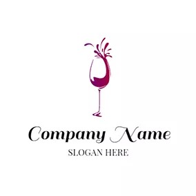 Food & Drink Logo Abstract Wine Glass and Red Wine logo design