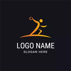 Handball Logo Abstract Yellow Athlete and Handball logo design