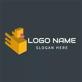 鴨Logo Abstract Yellow Duck logo design