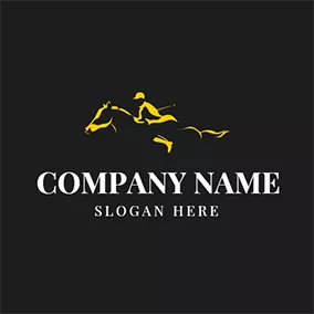 Polo Logo Abstract Yellow Horse and Sportsman logo design