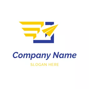 Transportation Logo Abstract Yellow Paper Plane logo design