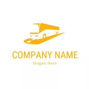 Transportation Logo Abstract Yellow Road and Bus logo design