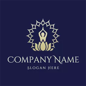 Lotus Logo Abstract Yoga Female and Lotus logo design