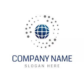 Telecom Logo Abundant Circles and Blue Globe logo design