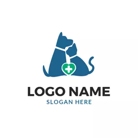 Veterinary Logo Animal Heart and Cross logo design