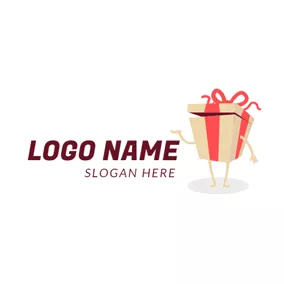 Logótipo Presente Anthropomorphic Brown Gift logo design