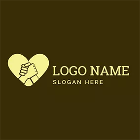 Life Logo Arm Wrestling and Heart Shape logo design