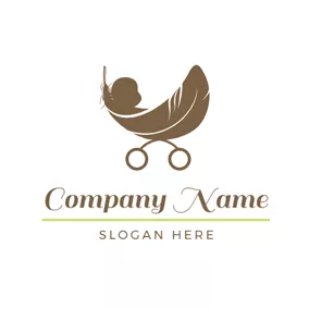 Children & Childcare Logo Baby Carriage and Cute Baby logo design