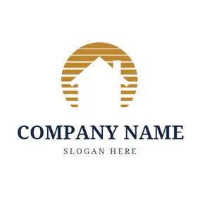 Hostel Logo Background Sun and White House logo design