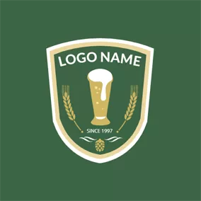 Bier Logo Badge and Beer Glass logo design
