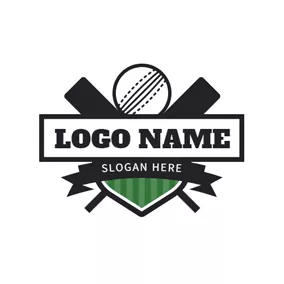 Club Logo Badge and Black Cricket Bat logo design