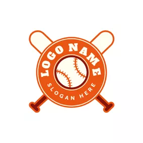 Emblem Logo Badge and Cross Baseball Bat logo design