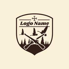 Hunter Logo Badge and Cross Gun logo design