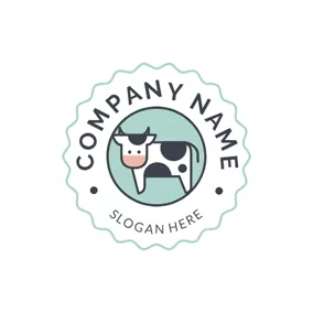 Milk Logo Badge and Cute Dairy Cow logo design