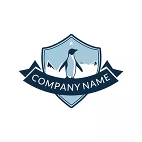 Iceberg Logo Badge and Penguin Mascot logo design