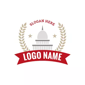 Government Logo Badge Banner and Gray Building logo design