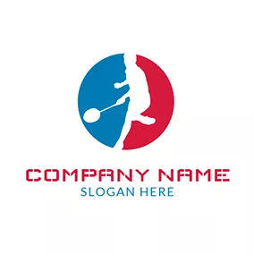 Emblem Logo Badminton Player and Circle logo design