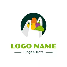 Vegetable Logo Bag Vegetable Grocery logo design