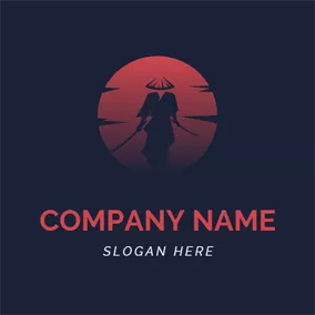 Samurai Logo Bamboo Hat and Samurai logo design