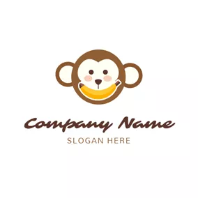 Children & Childcare Logo Banana and Monkey Face logo design