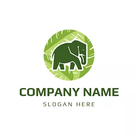 象のロゴ Banana Leaf and Elephant Icon logo design