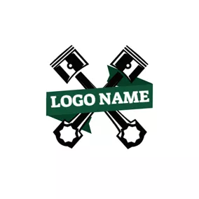 Piston Logo Banner and Cross Piston logo design