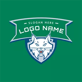 貓Logo Banner and Cute Bobcat logo design