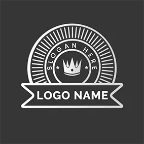 Silver Logo Banner Circle Stripe Crown logo design