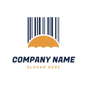傘ロゴ Bar Code and Umbrella logo design