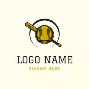バットロゴ Baseball Bat and Ball logo design