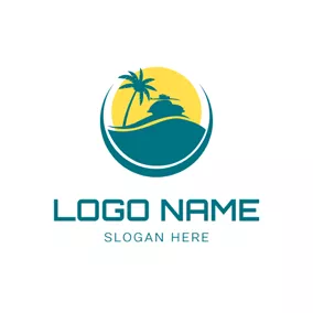 Ocean Logo Beach Car and Island logo design