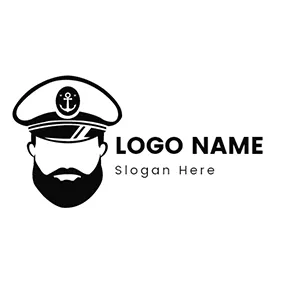 Cap Logo Beard Cap and Captain Face logo design