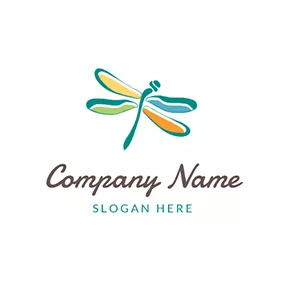 蜻蜓 Logo Beautiful and Colorful Cartoon Dragonfly logo design