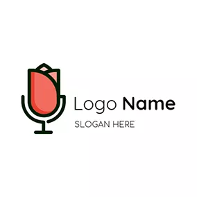 麦克风 Logo Beautiful Flower and Microphone logo design