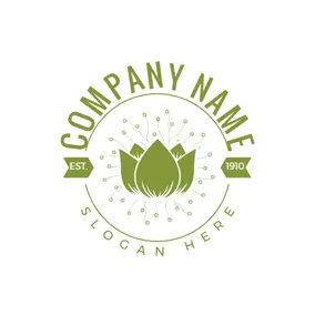 Dot Logo Beautiful Green Lotus Flower Icon logo design