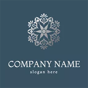 Silver Logo Beautiful Kaleidoscope Flower Decoration logo design