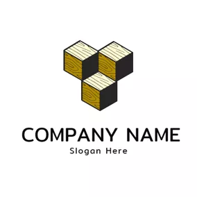Wood Logo Beige and Black Wood Block logo design